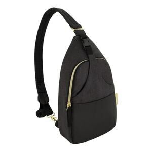 Infantino Black Gray Diaper Bag Sling Backpack Gold Zippers Adjustable Strap